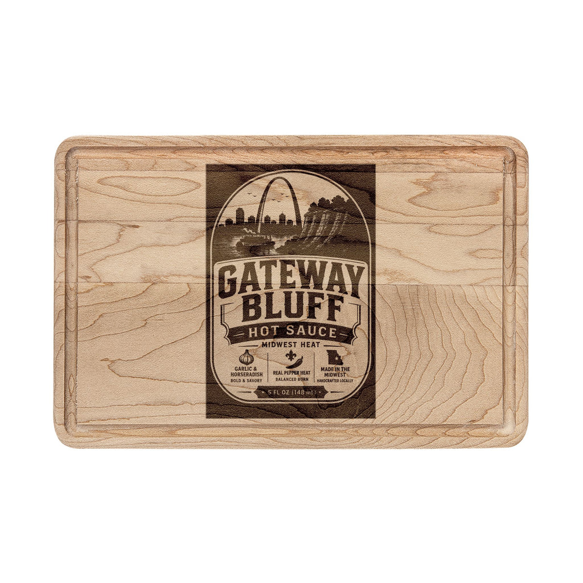 Engraved 'Gateway Bluff Hot Sauce' Wooden Cutting Board